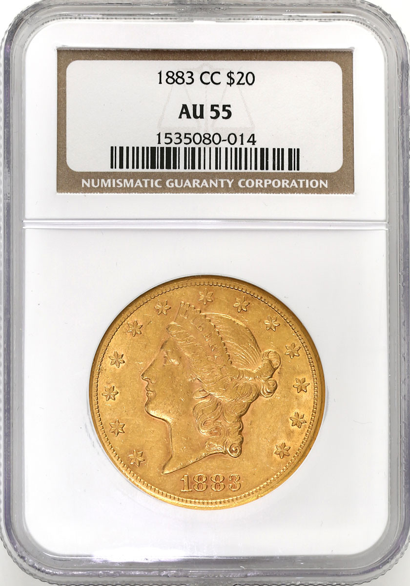 USA. 20 dolarów 1883, CC, Carson City NGC AU55 – RZADKIE
